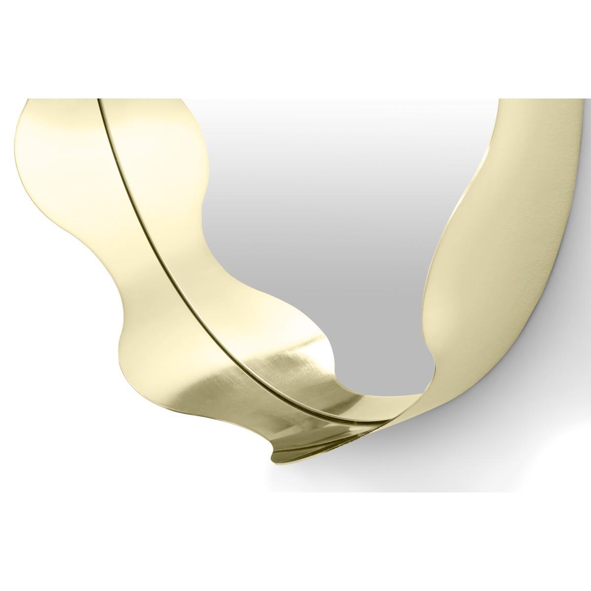 2LG Wavy Round Wall Mirror, 60 cm, Champagne Brass – image 6