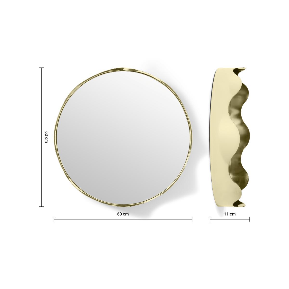 2LG Wavy Round Wall Mirror, 60 cm, Champagne Brass – image 7