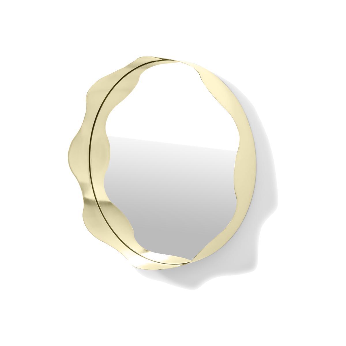 2LG Wavy Round Wall Mirror, 60 cm, Champagne Brass – image 1