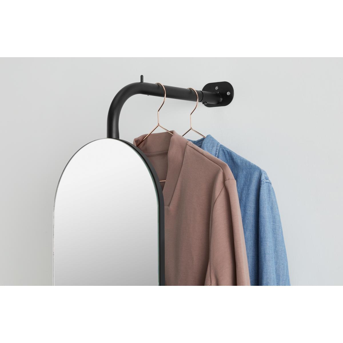 Huldra Wall Mounted Dressing Mirror with Coat Rack, Black Metal & Wood – image 4