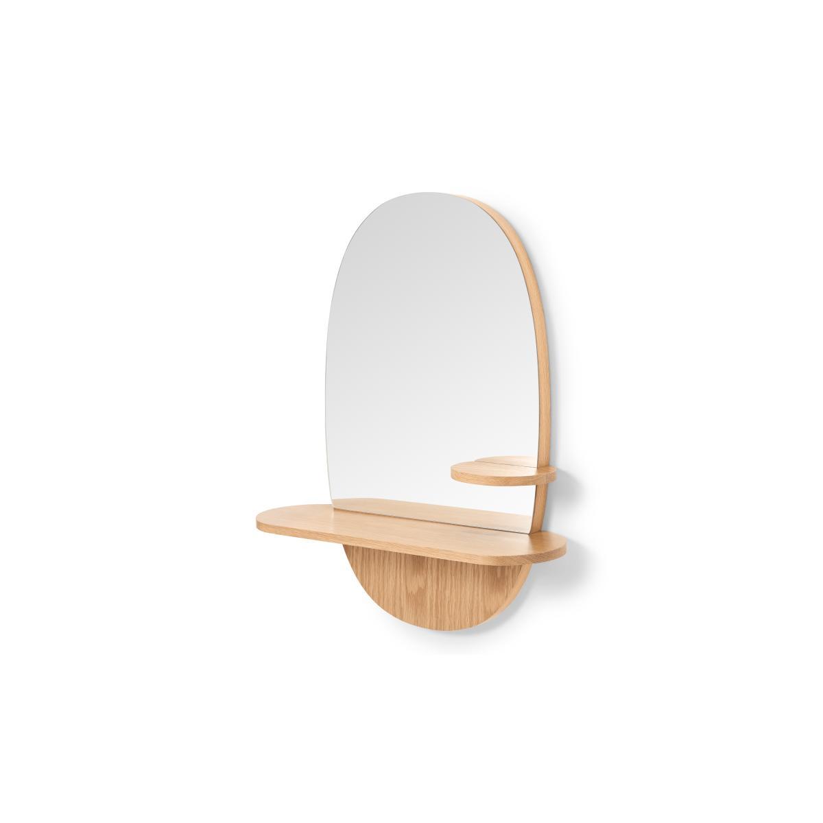 Mylene Oval Wall Mirror with Shelf, Oak – image 3