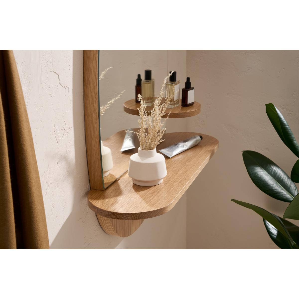 Mylene Oval Wall Mirror with Shelf, Oak – image 5