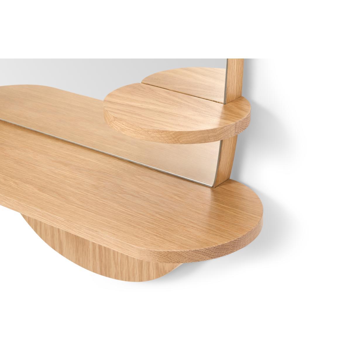 Mylene Oval Wall Mirror with Shelf, Oak – image 6
