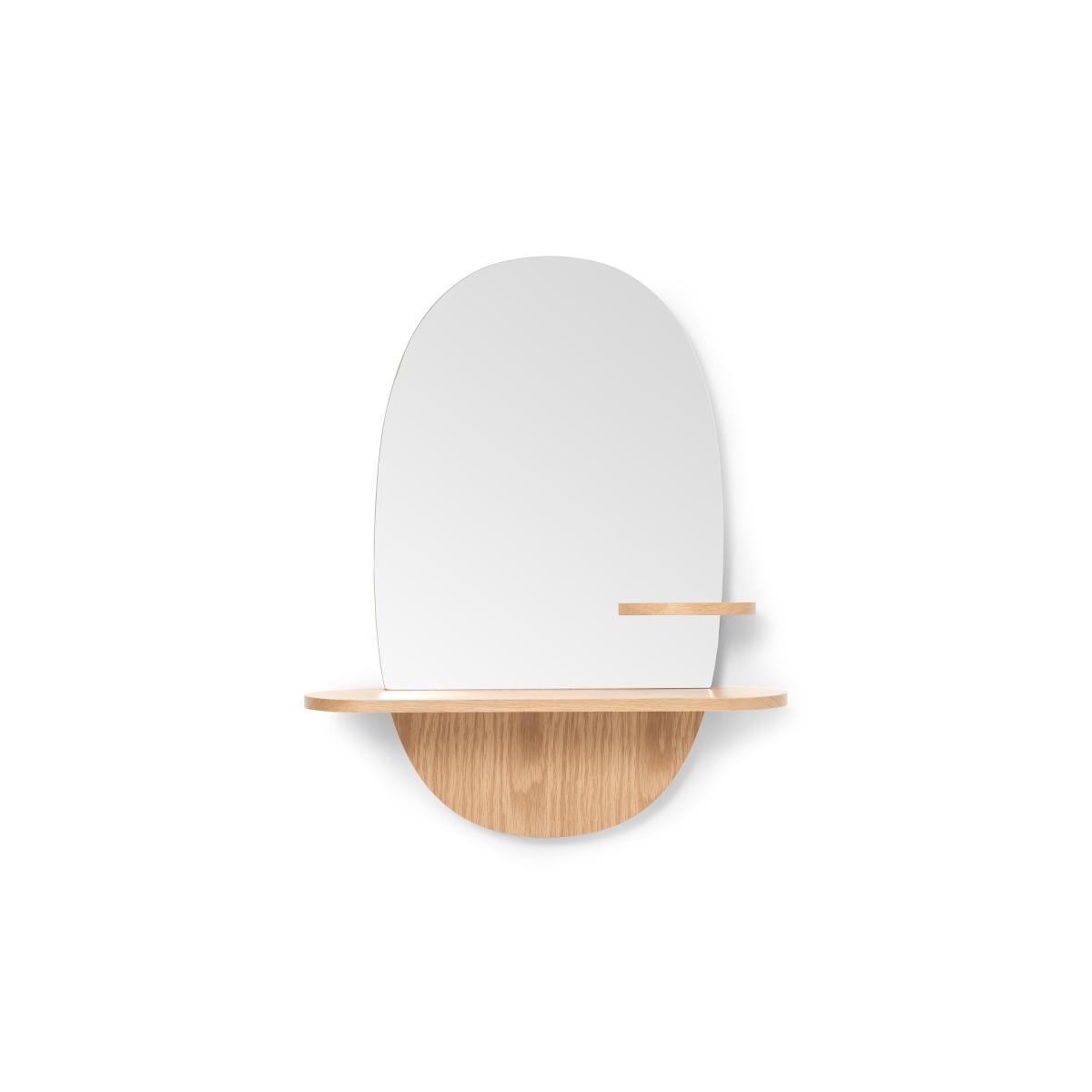 Mylene Oval Wall Mirror with Shelf, Oak – image 7