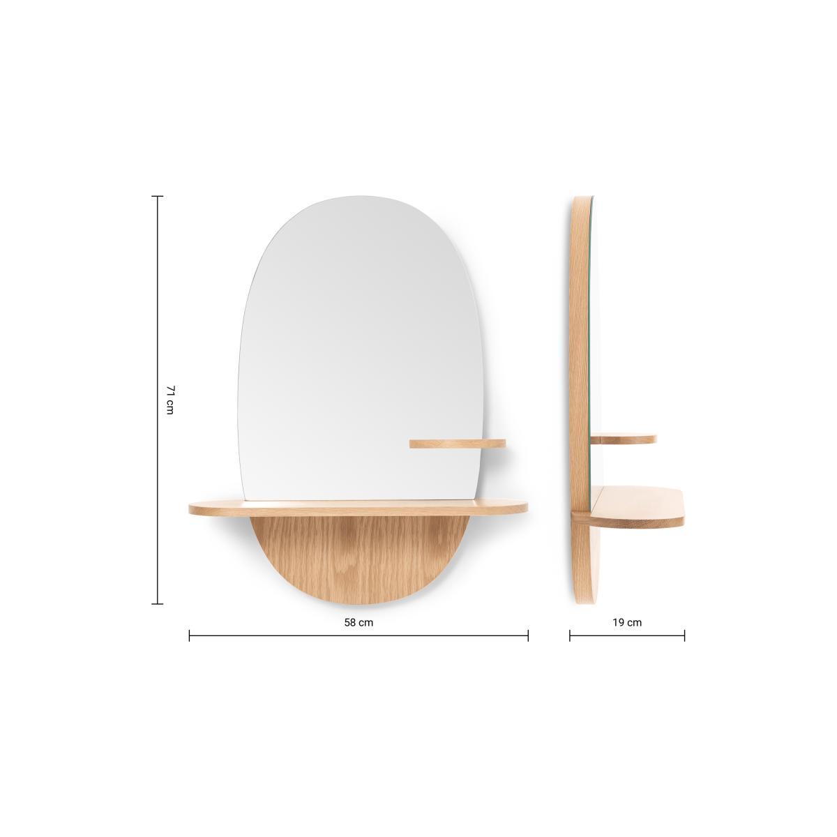 Mylene Oval Wall Mirror with Shelf, Oak – image 9