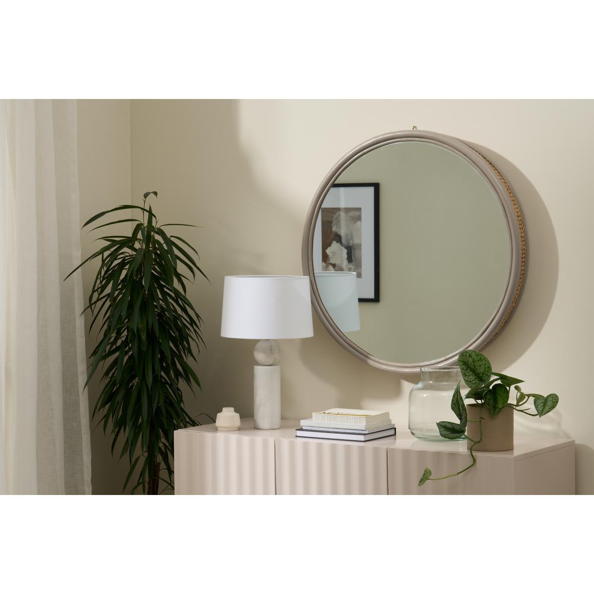 Lumera Round Wall Mirror, 80 cm, Taupe Rattan – image 3