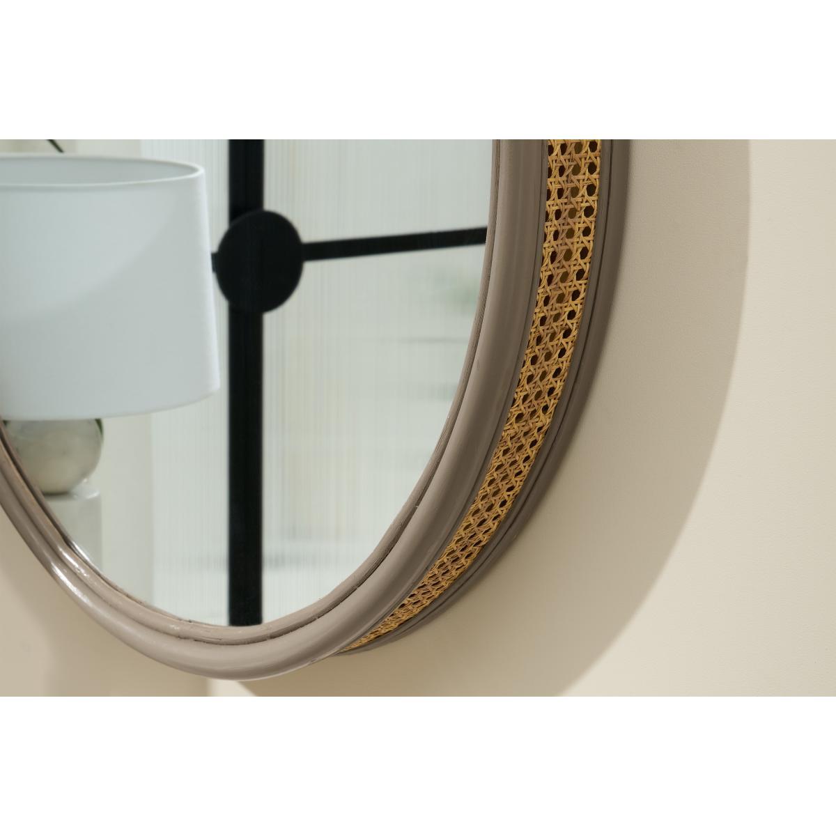 Lumera Round Wall Mirror, 80 cm, Taupe Rattan – image 4