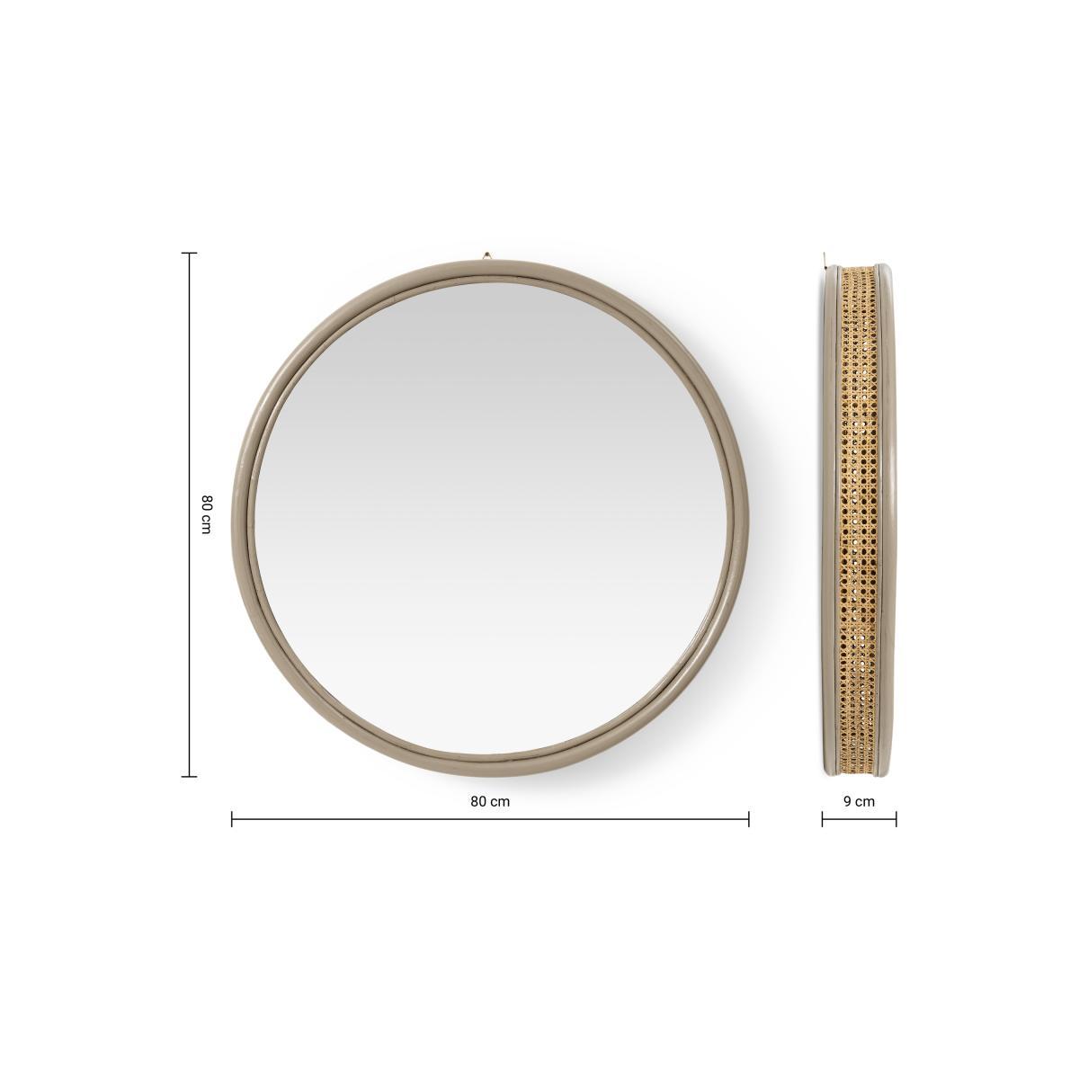Lumera Round Wall Mirror, 80 cm, Taupe Rattan – image 8