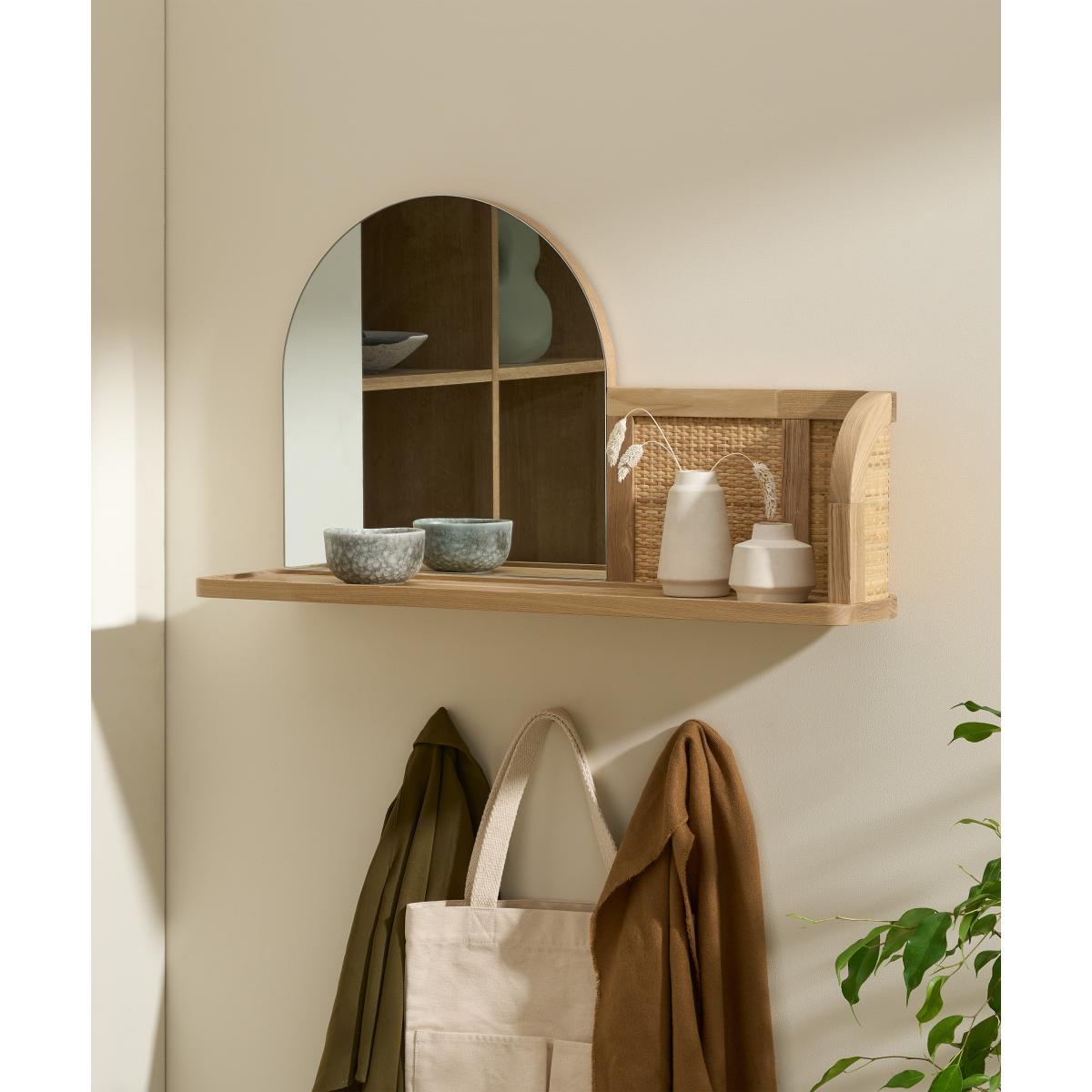 Liana Arch Mirror with Shelf, Ash & Rattan – image 3