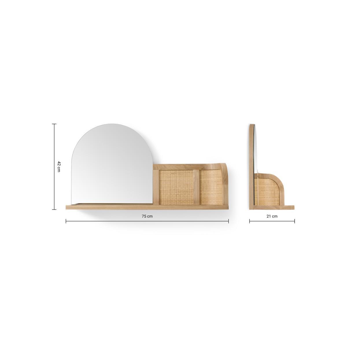 Liana Arch Mirror with Shelf, Ash & Rattan – image 8