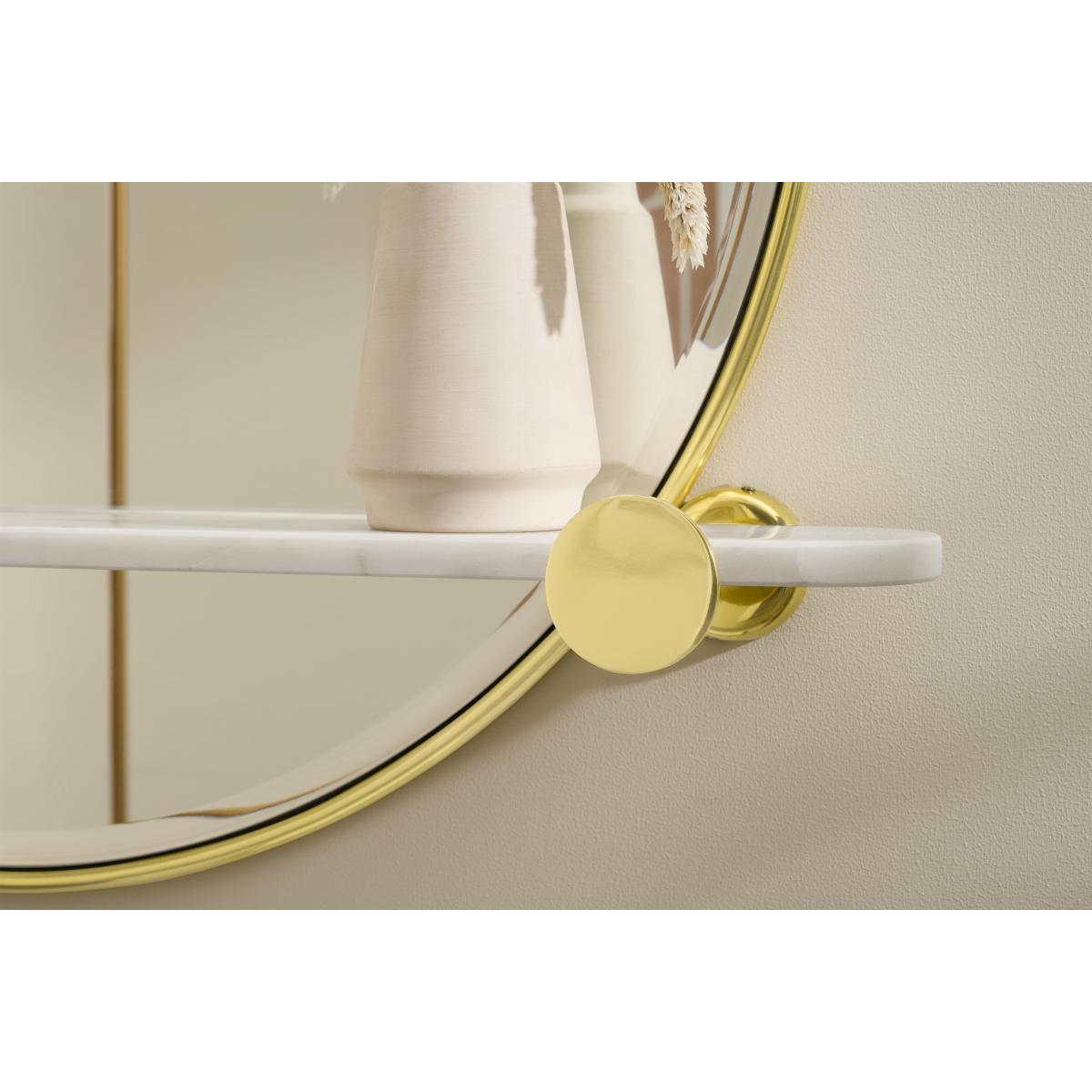 Sakari Round Wall Mirror with Marble Shelf, Brass – image 5