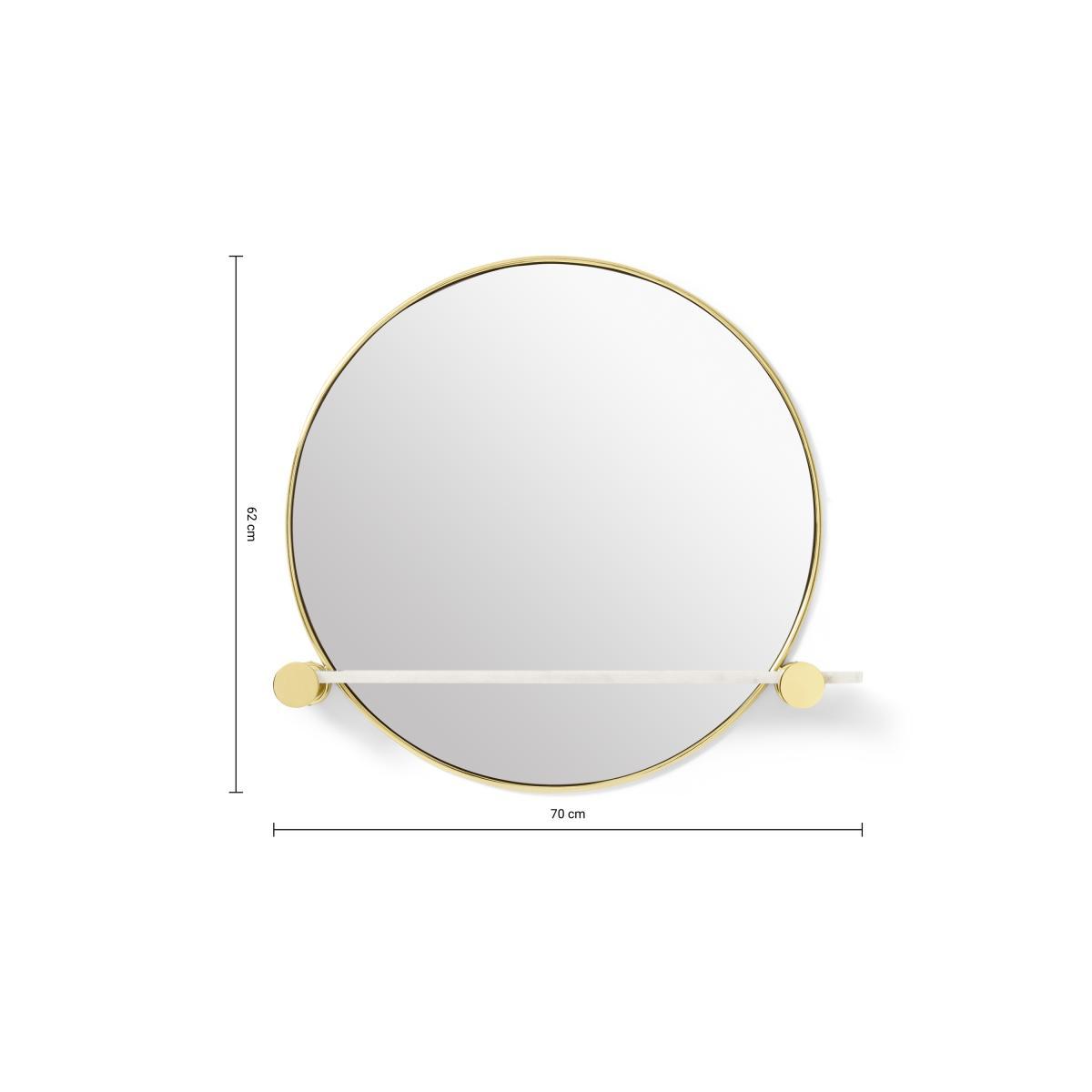Sakari Round Wall Mirror with Marble Shelf, Brass – image 8