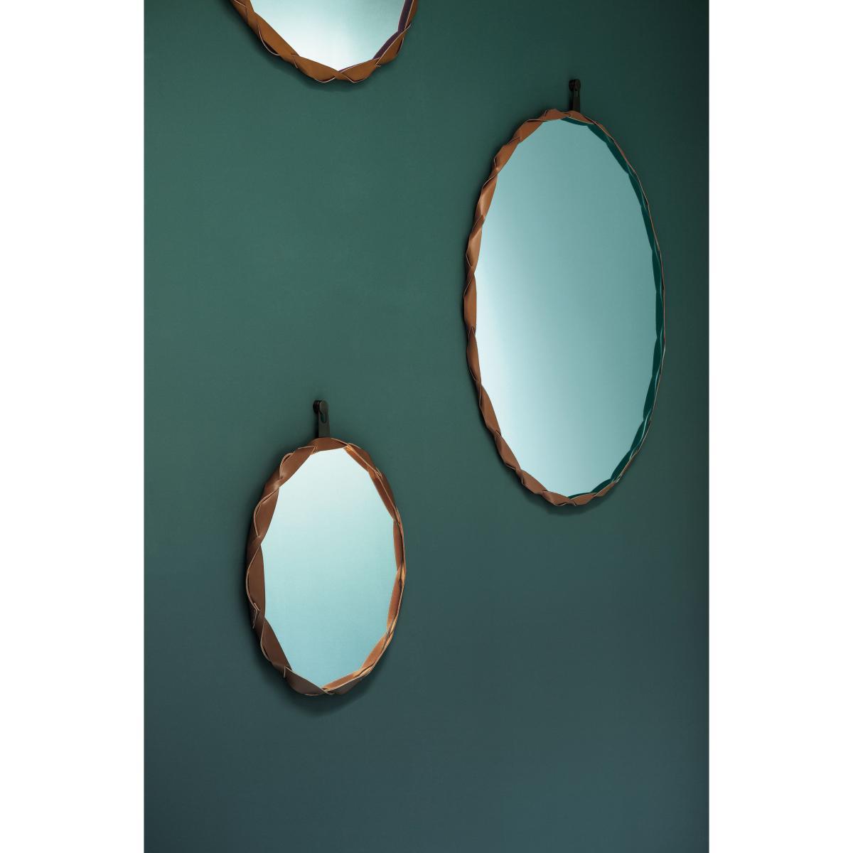 Raperonzolo Wall mirror - Ø 105 cm - Leather by Zanotta Gold – image 3