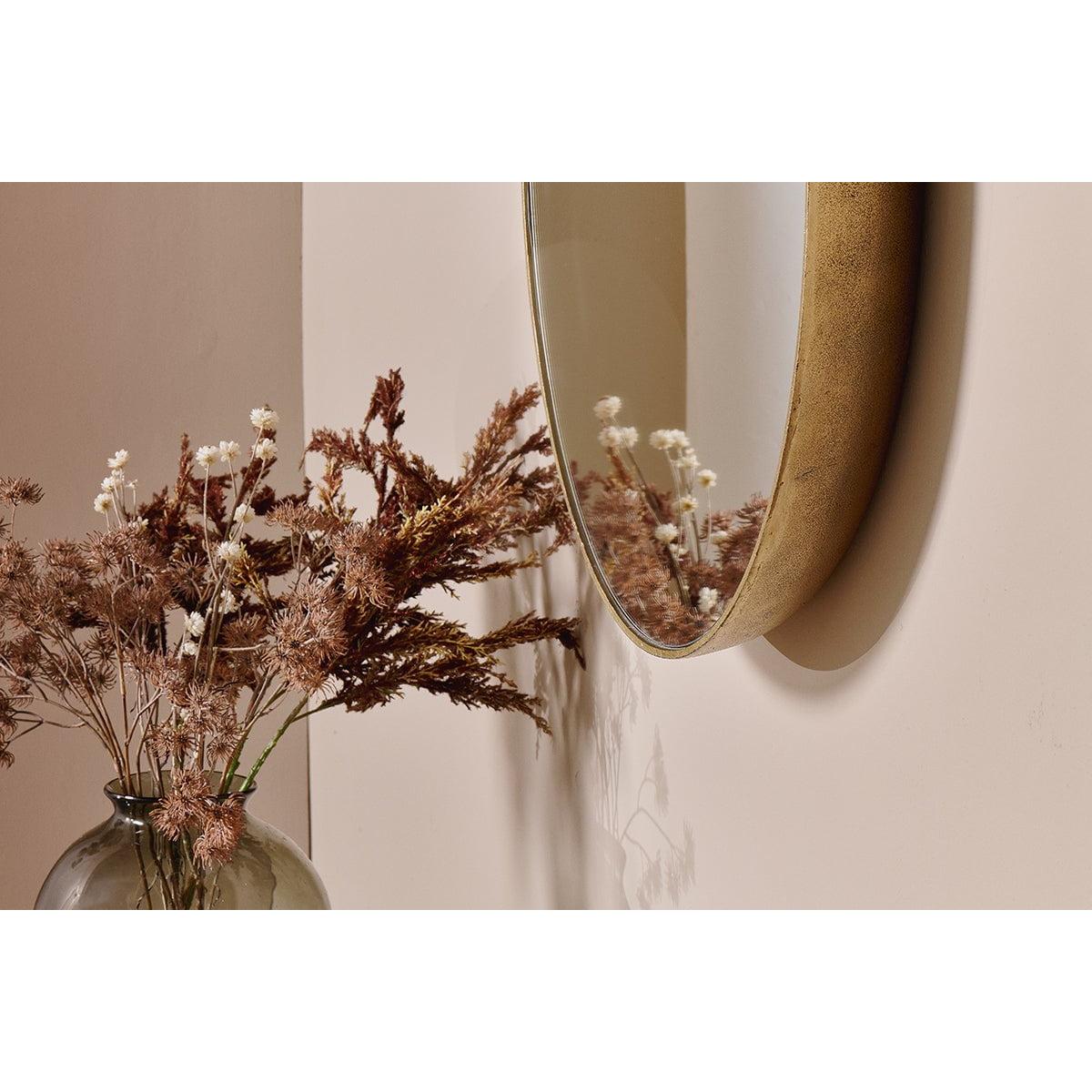 Nkuku Olena Round Mirror | Mirrors Wall Art & Clocks | Antique Brass | Small – image 3
