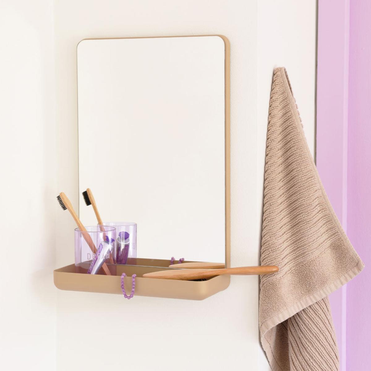 Design Letters Wall-mounted mirror with shelf Beige – image 2