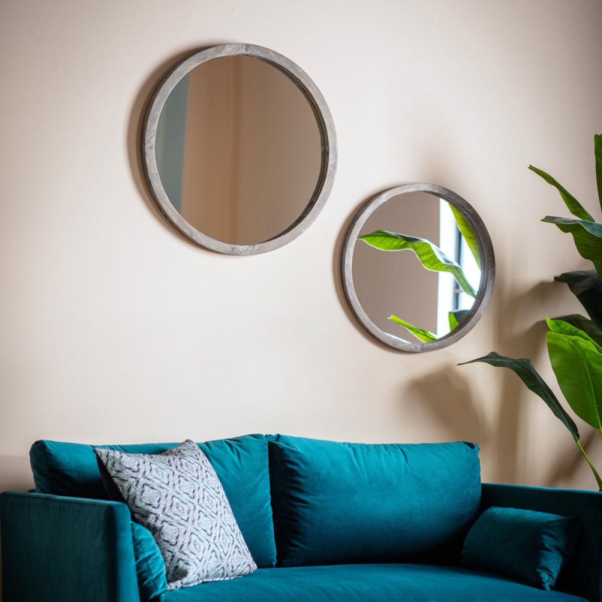 Gallery Interiors Apollo Mirror Round Grey Wash / Large – image 1