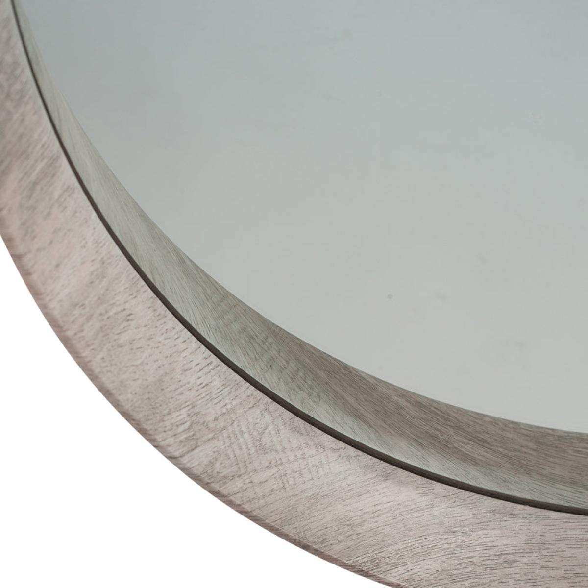 Olivia's Lesha Oak Veneer Round Wall Mirror in Grey – image 2