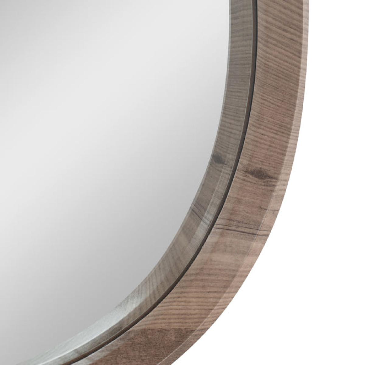 Olivia's Ricardo Dark Wood Veneer Curved Wall Mirror – image 5