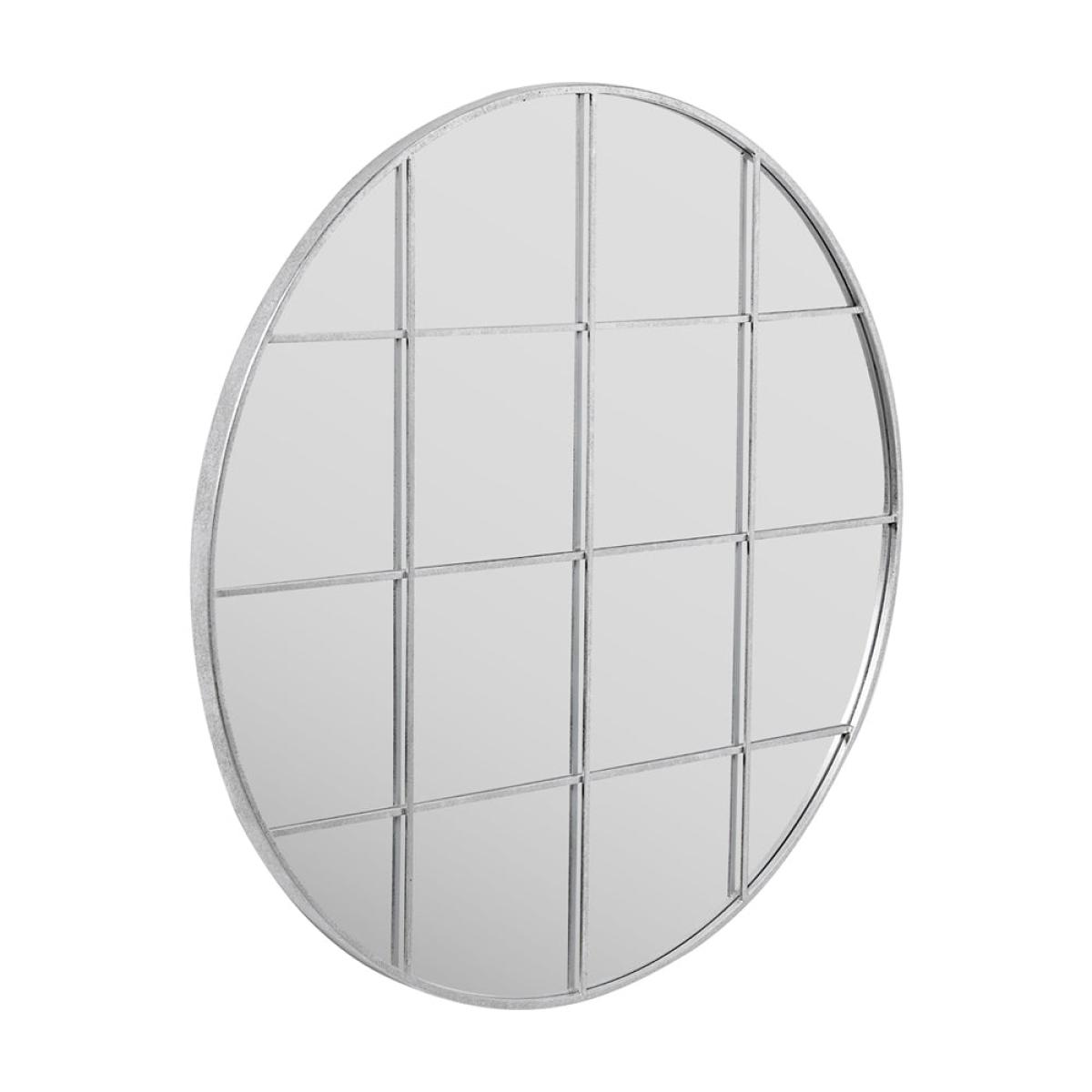 Olivia's Metal 16 Pane Round Wall Mirror in Silver – image 2