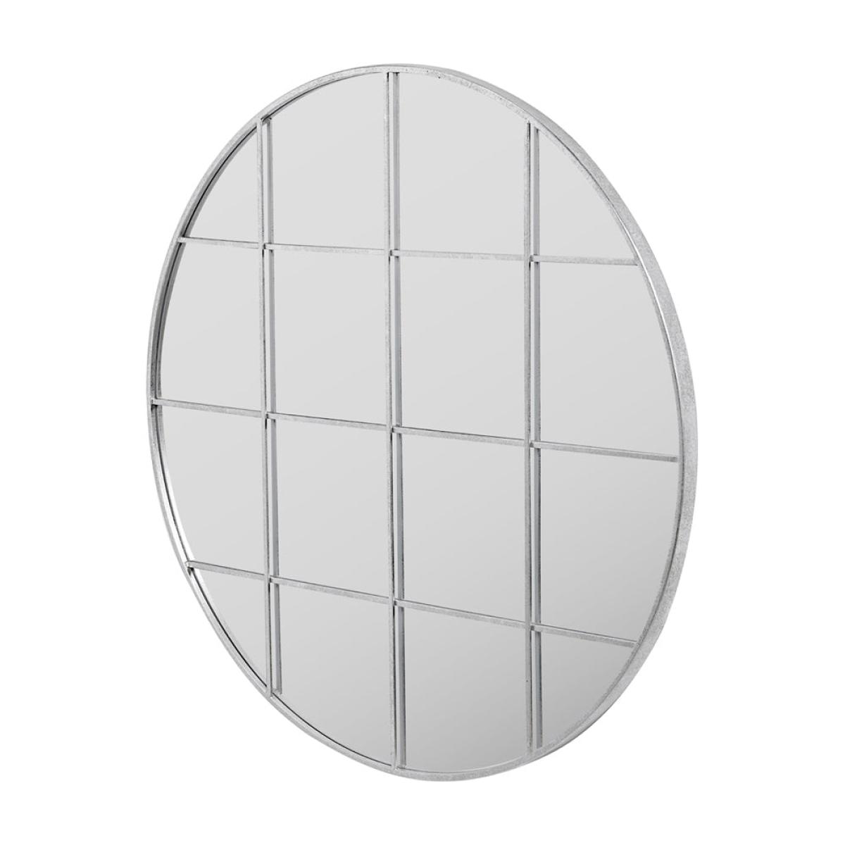 Olivia's Metal 16 Pane Round Wall Mirror in Silver – image 3