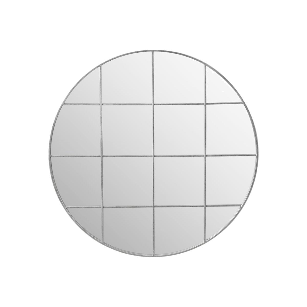 Olivia's Metal 16 Pane Round Wall Mirror in Silver – image 1