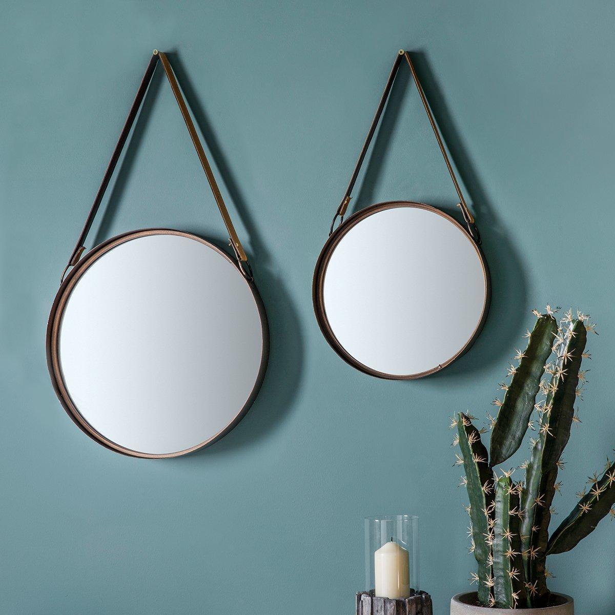 Gallery Direct Set of 2 Marston with Leather Strap Mirrors | Outlet