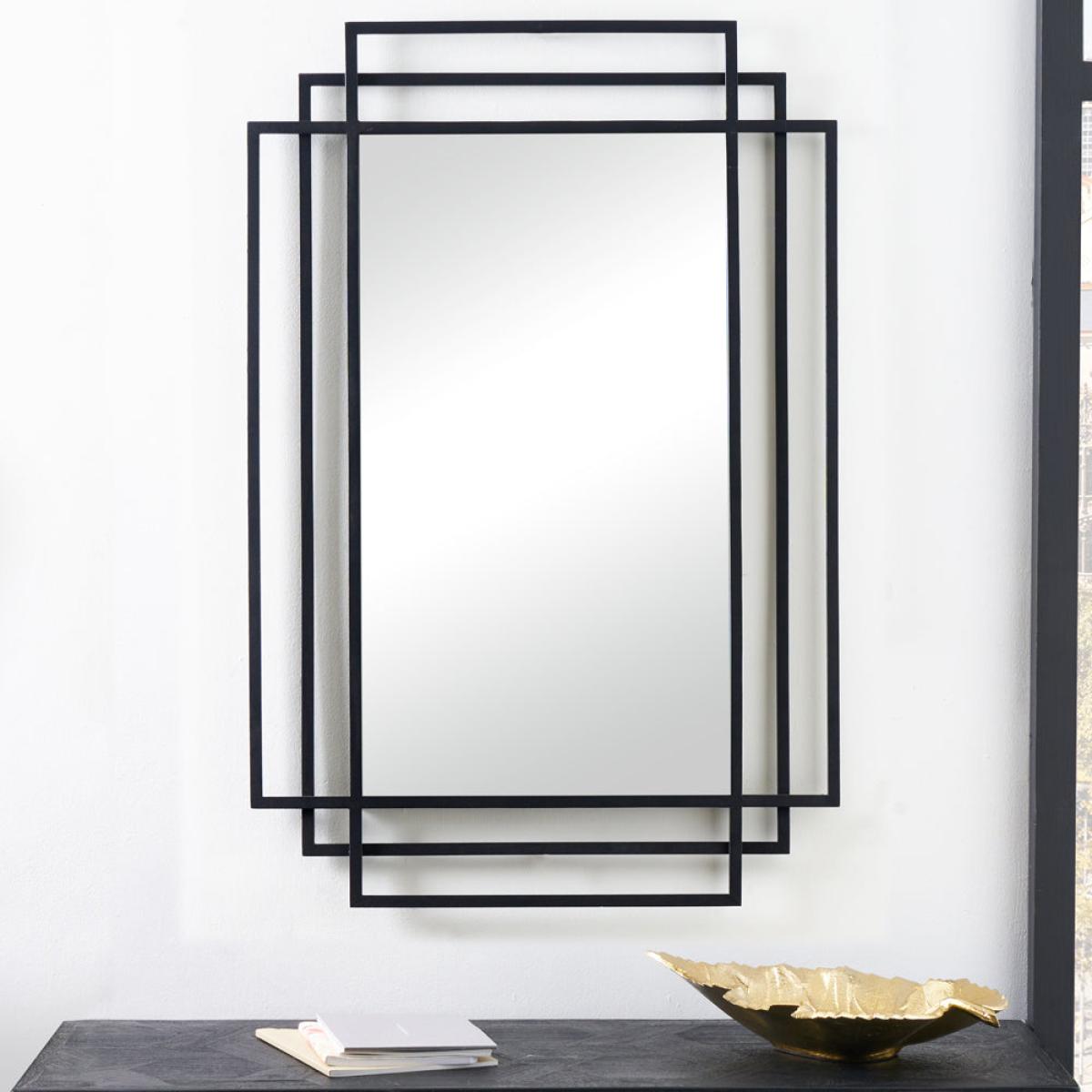 Olivia's Chase Metal Rectangular Multi Framed Wall Mirror in Black – image 2