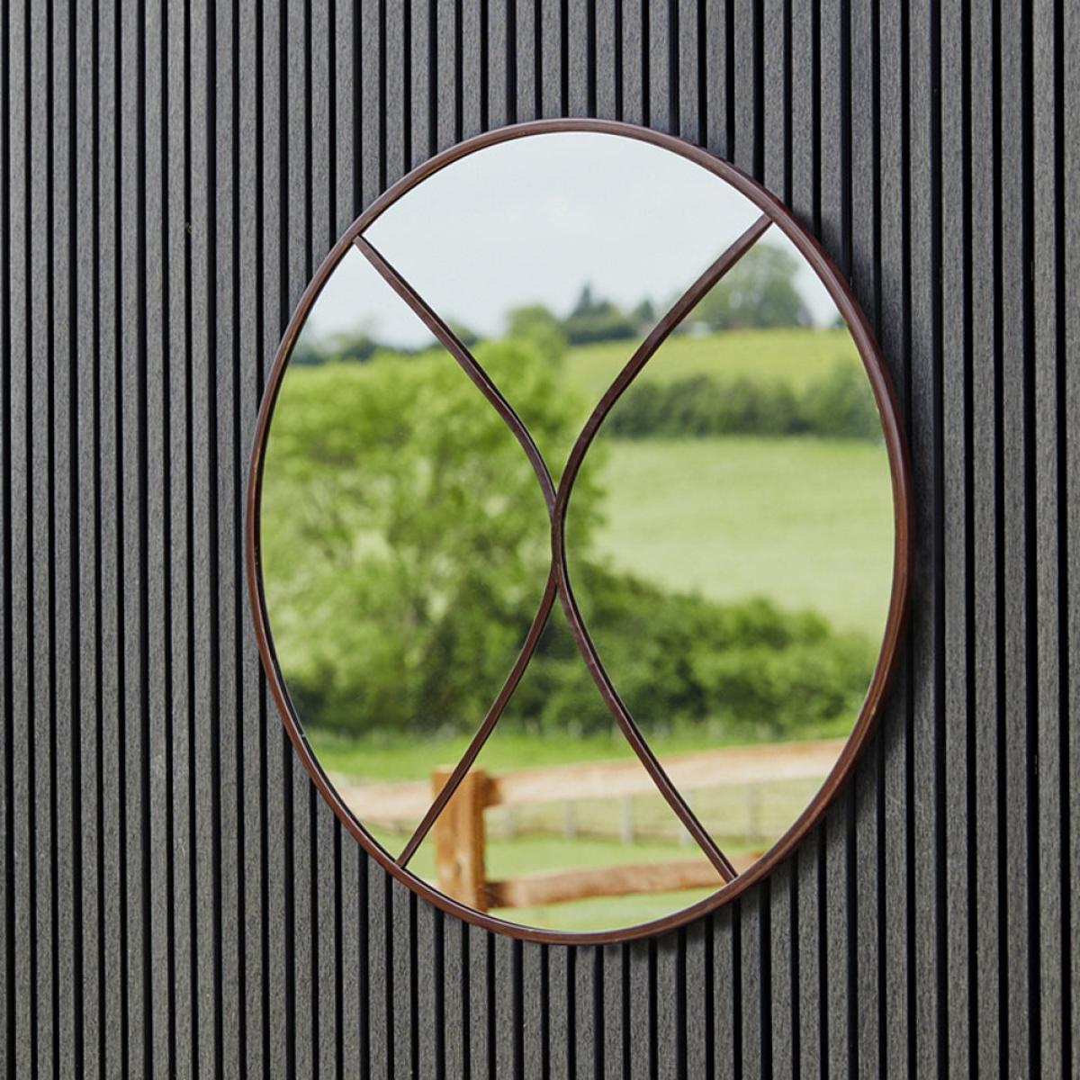 Ivyline Circular Outdoor Mirror Natural Rust – image 2