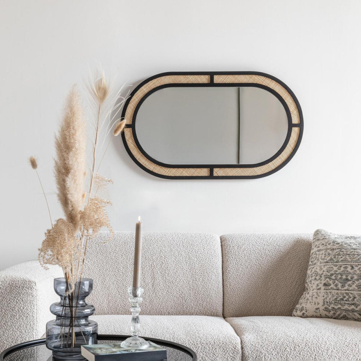 Olivia's Nordic Living Collection Ada Oval Wall Mirror in Black & Beige – image 2