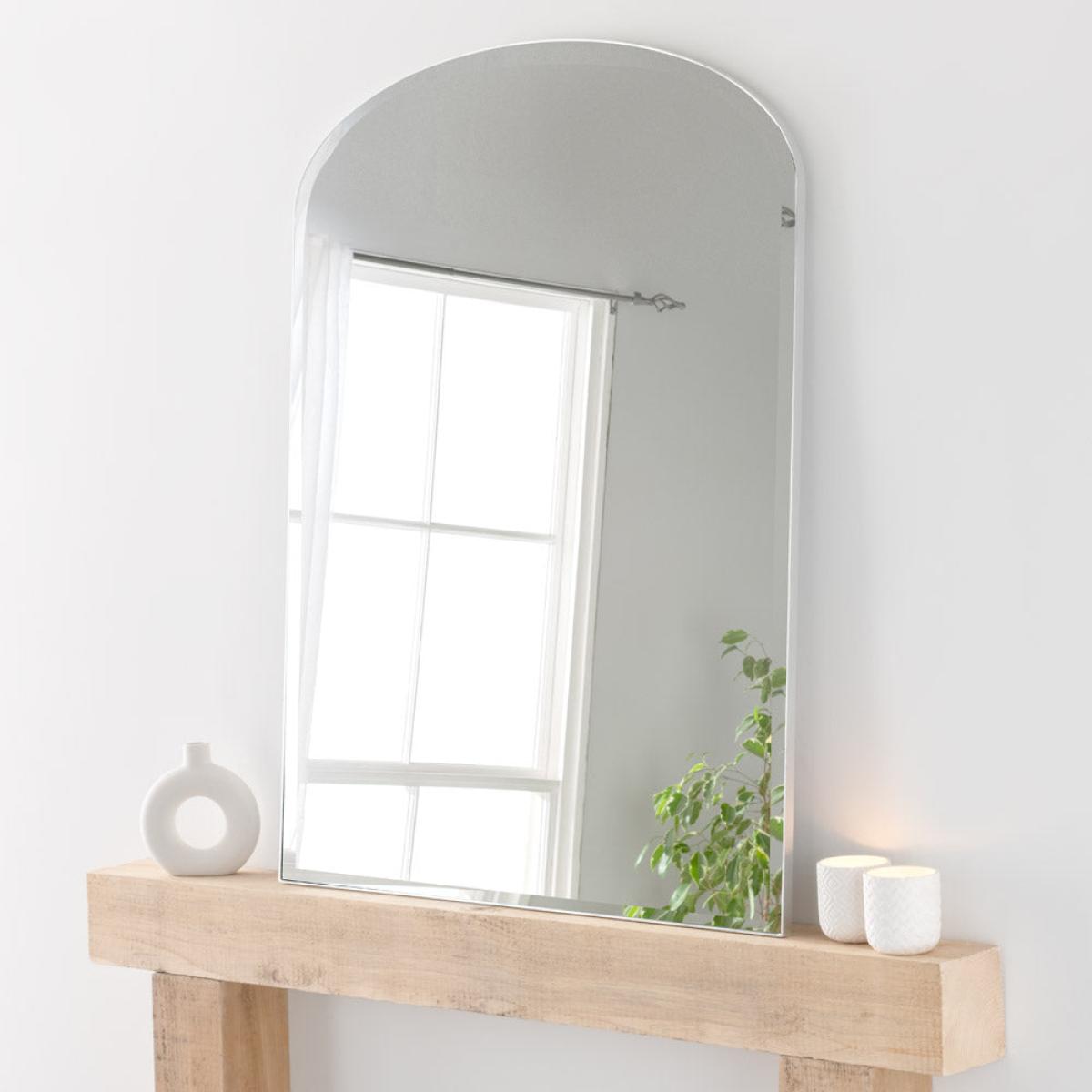 Olivia's Freya Bevelled Mantle Mirror in Silver - 92x121cm