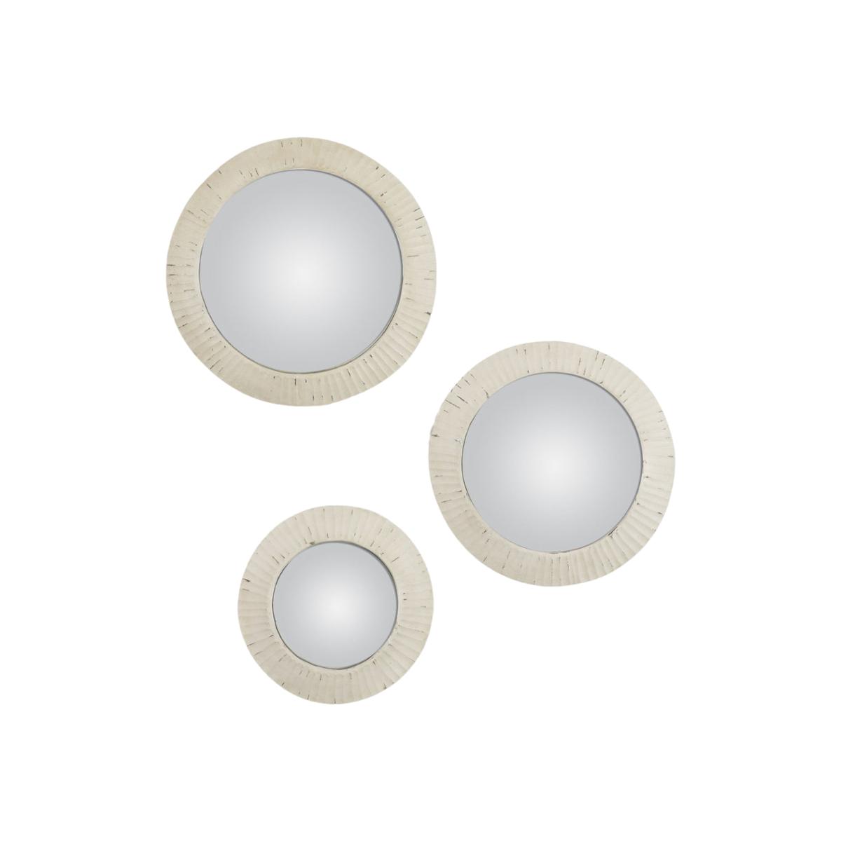 Gallery Interiors Set of 3 Fosse Convex Mirror Distressed White – image 1