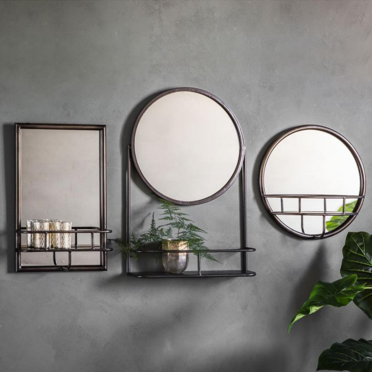 Gallery Interiors Industrial Emerson Mirror with Shelf | Outlet – image 3