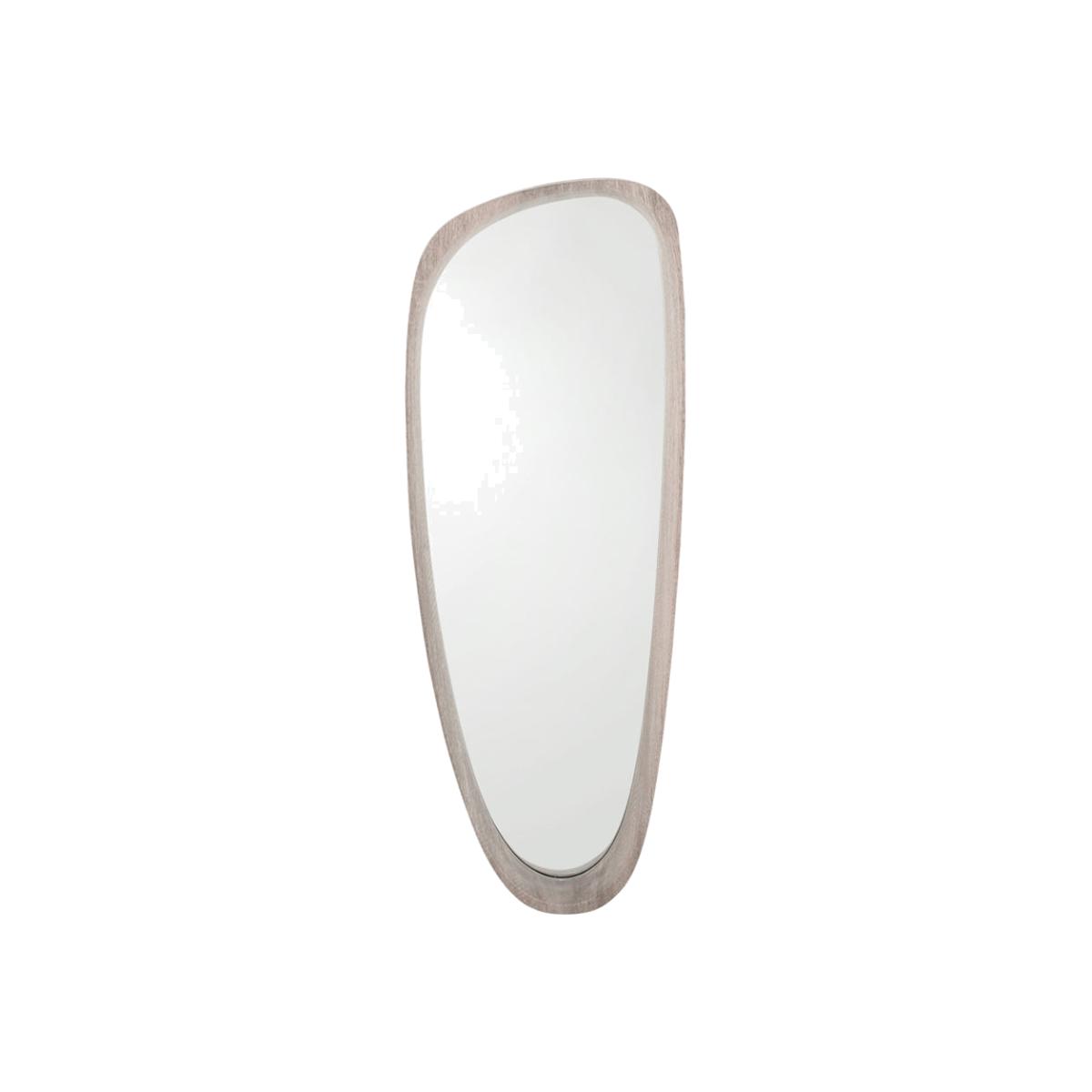Olivia's Lesha Oak Veneer Teardrop Wall Mirror in Grey – image 1