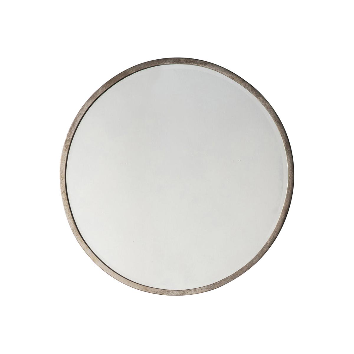 Gallery Interiors Higgins Round Mirror in Antiuqe Silver