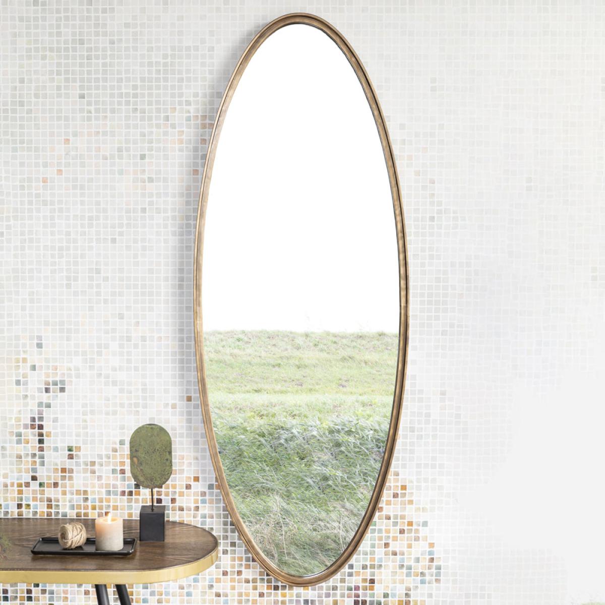 Olivia's Nordic Living Collection - Mo Oval Mirror in Antique Brass|Outlet – image 3