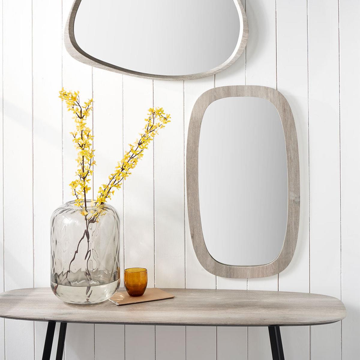 Olivia's Lesha Oak Vaneer Squoval Wall Mirror in Grey – image 2