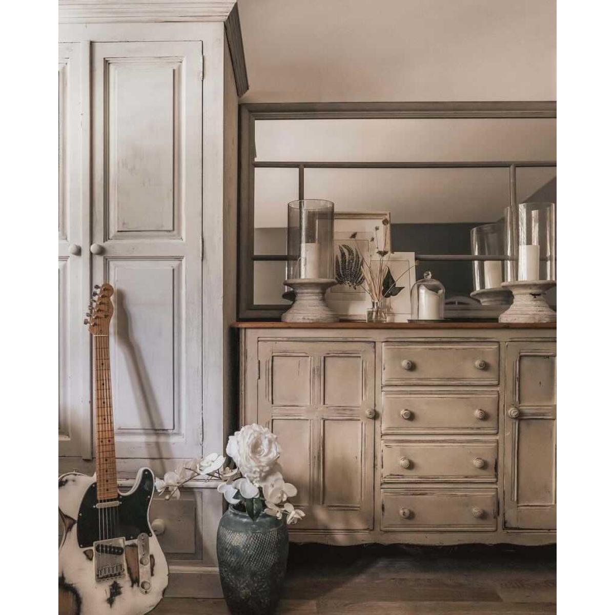 Olivia's Distressed Neutral Rectangular Panle Mirror – image 5