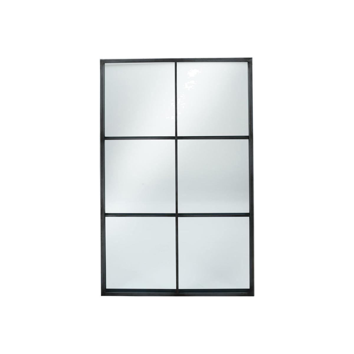 Olivia's Metal 6 Section Rectangular Wall Mirror in Dark Grey