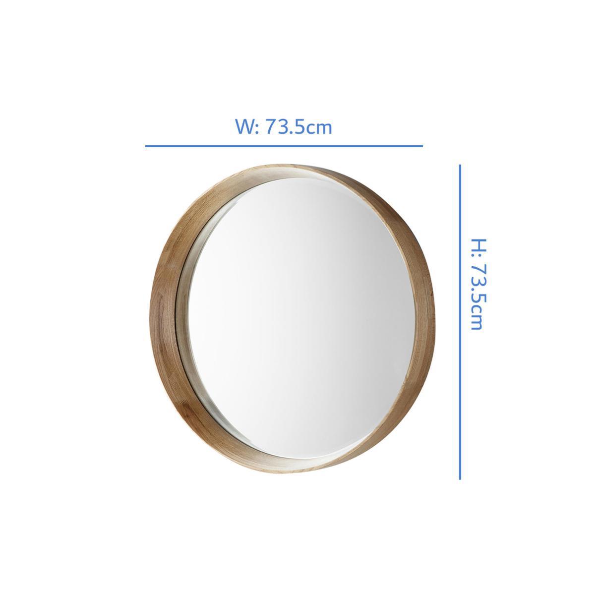 Garret Oak Round Wall Mirror, Small – image 5