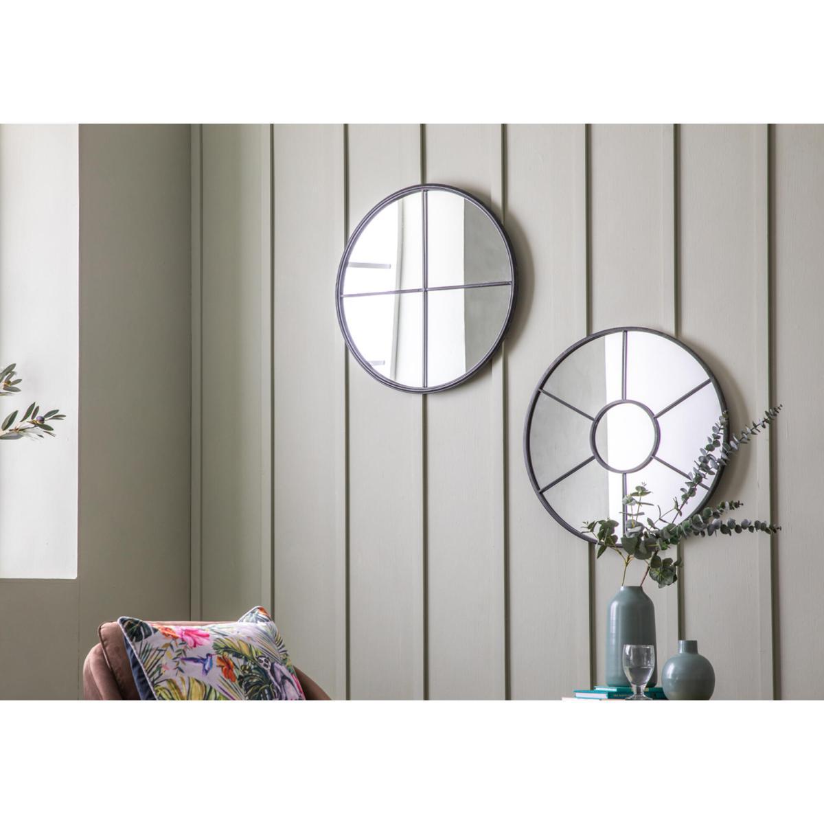 Talon Crittal Window Style Round Mirror in Black – image 2