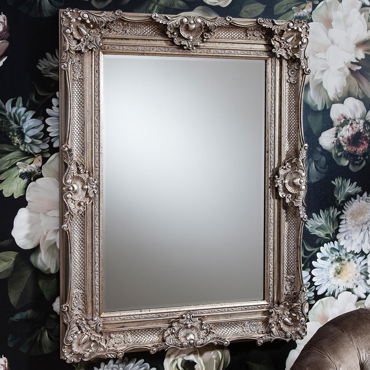 Ornate Rectangle Mirror in Silver – image 2