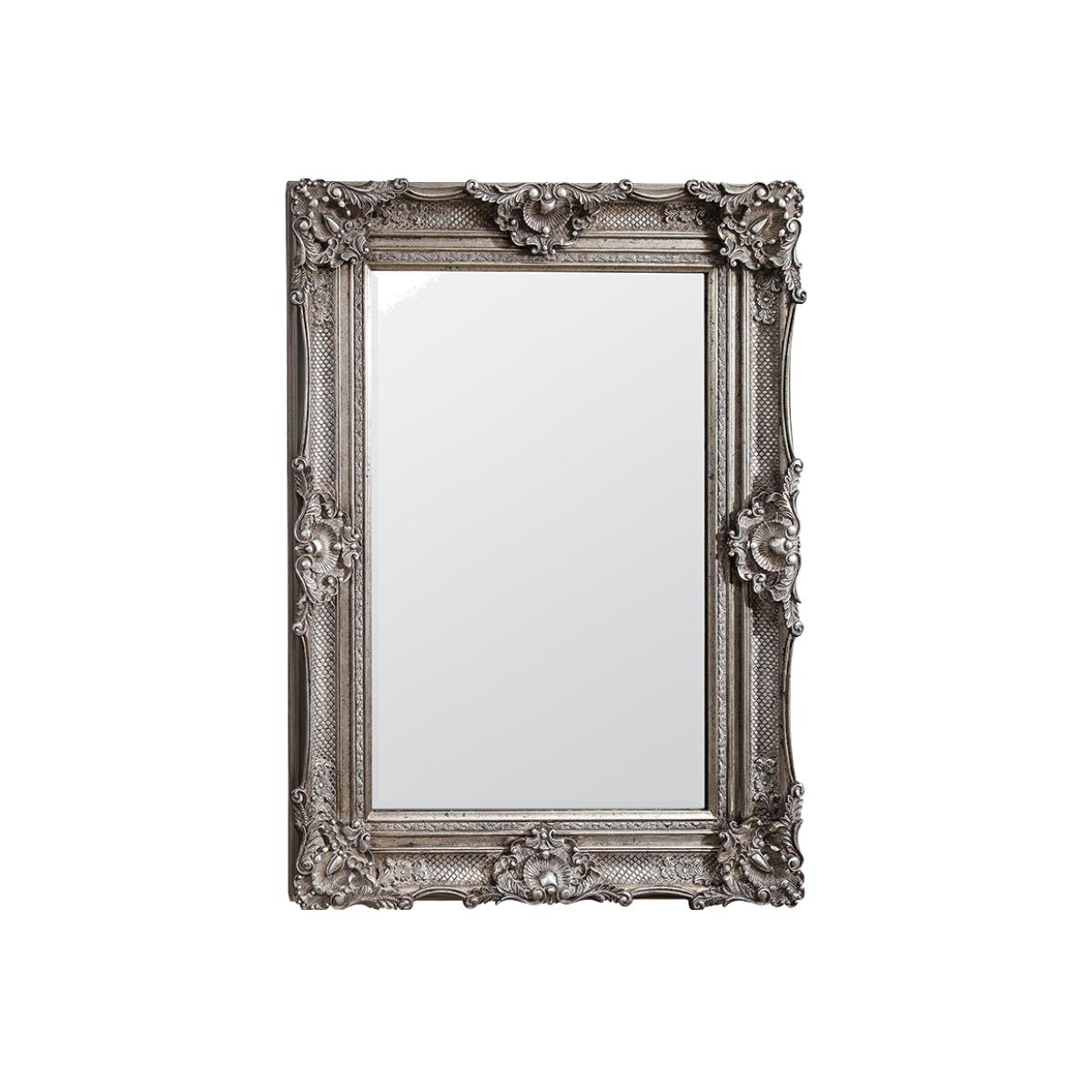 Ornate Rectangle Mirror in Silver – image 1