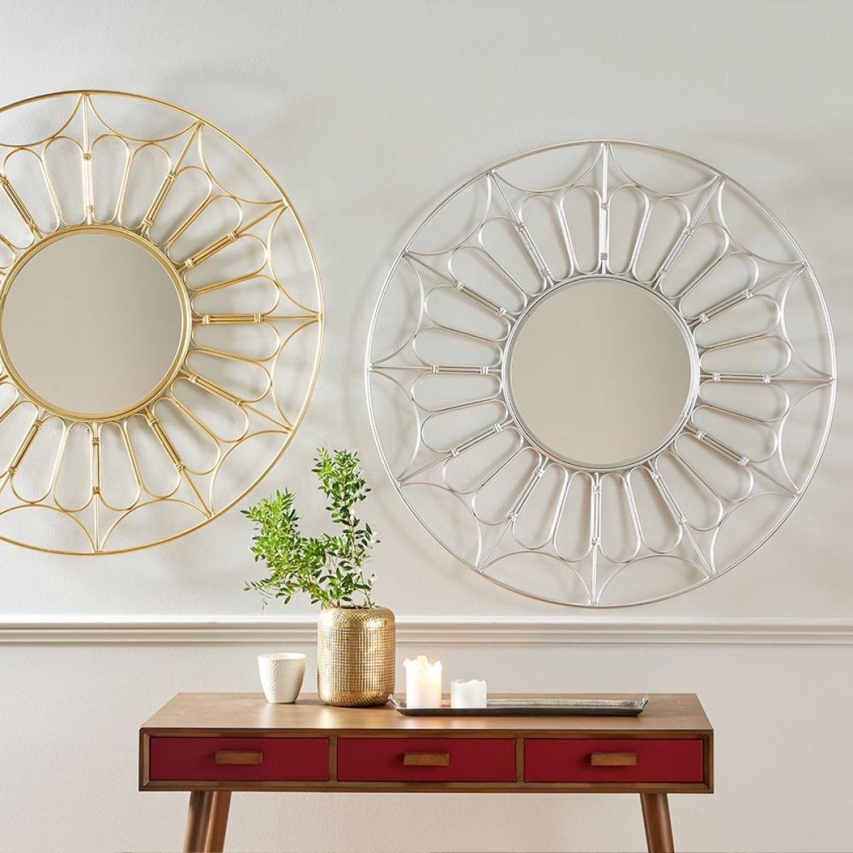 Silver Frame Round Wall Mirror – image 2