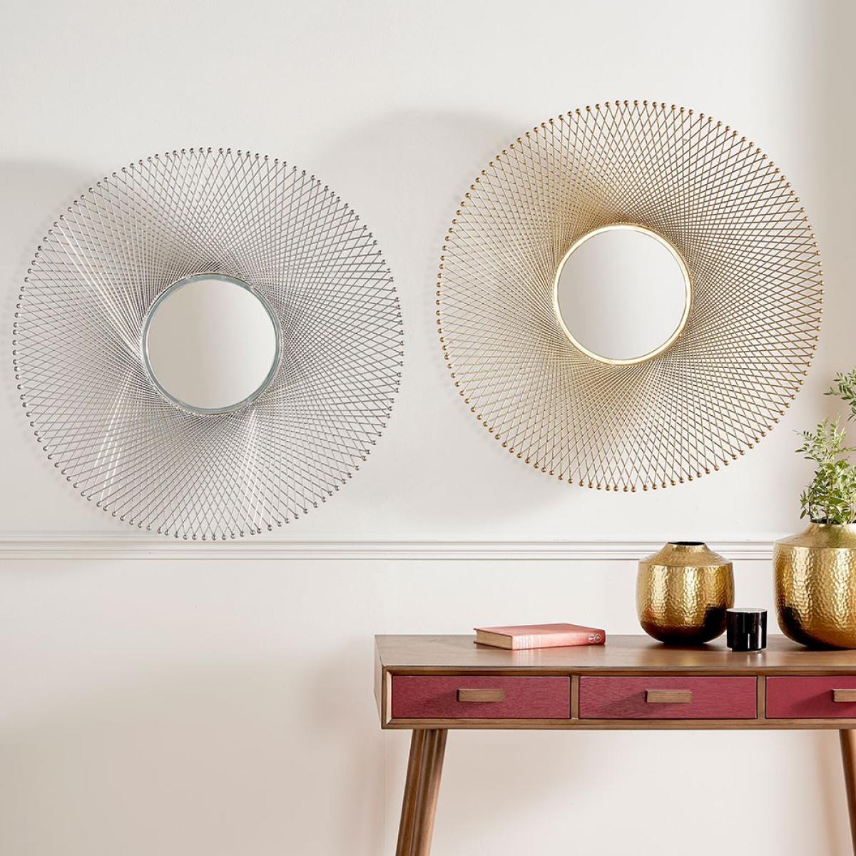 Silver Metal Circular Wall Mirror – image 7