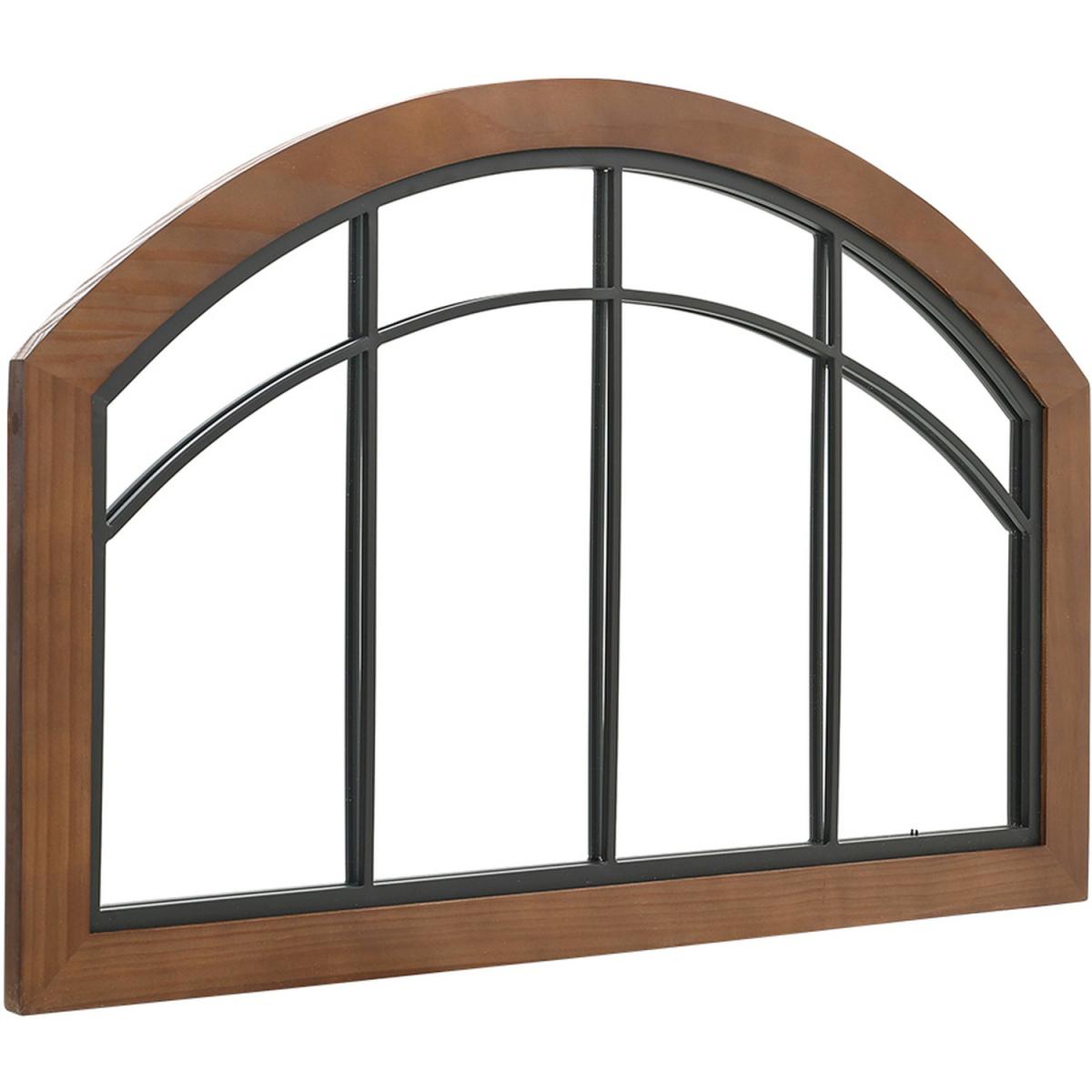 Retro Window Style Arched Glass Wall Mirror With Wooden Frame Hallway Decor - Brown – image 2