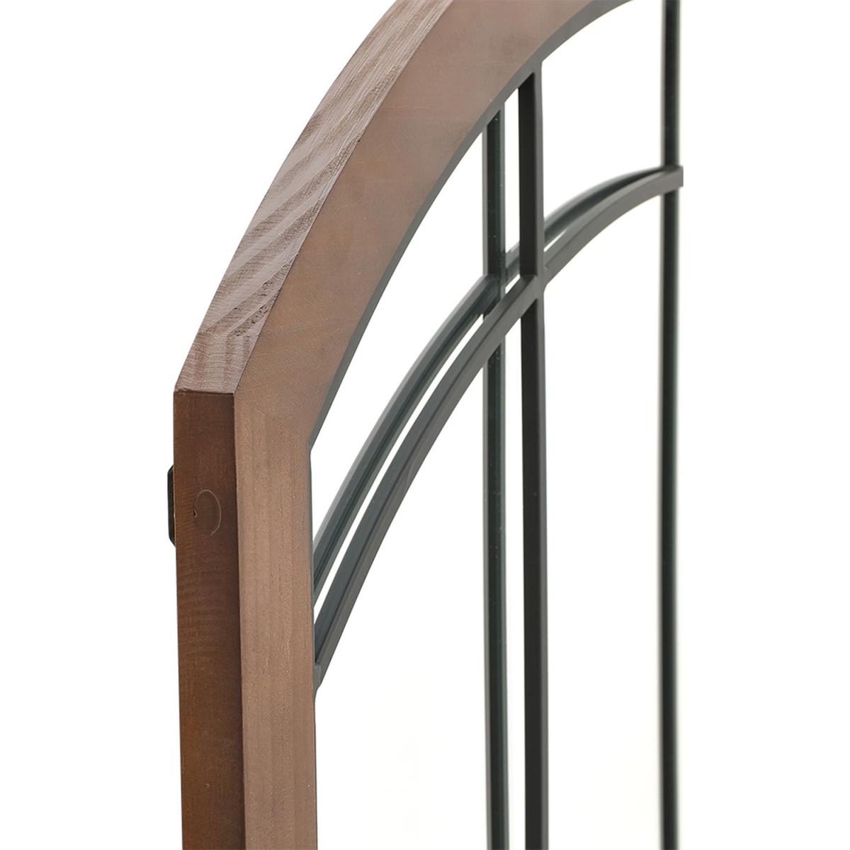 Retro Window Style Arched Glass Wall Mirror With Wooden Frame Hallway Decor - Brown – image 5