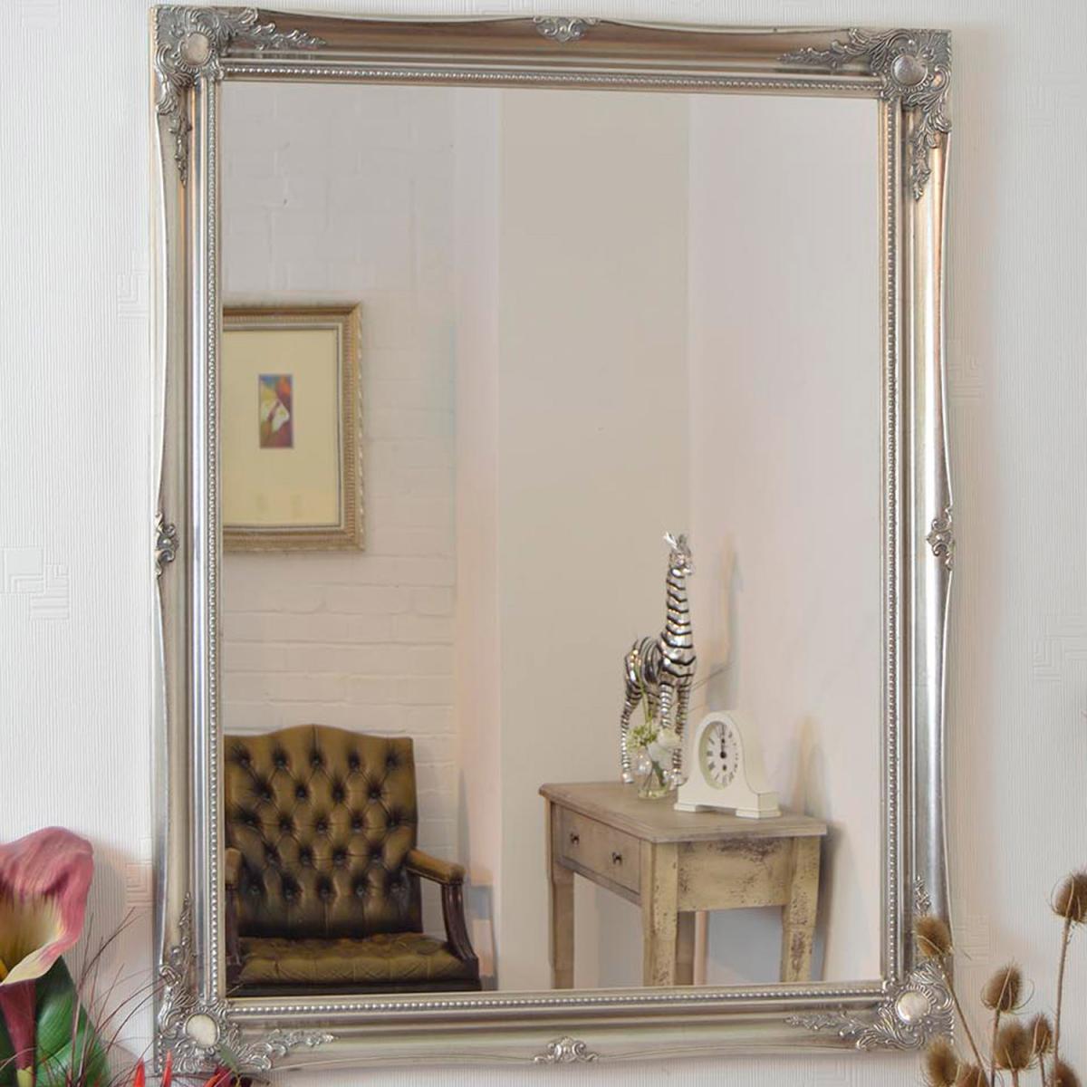Hamilton Vintage Silver Antique Design Wall Mirror 117 x 91cm - Silver – image 2