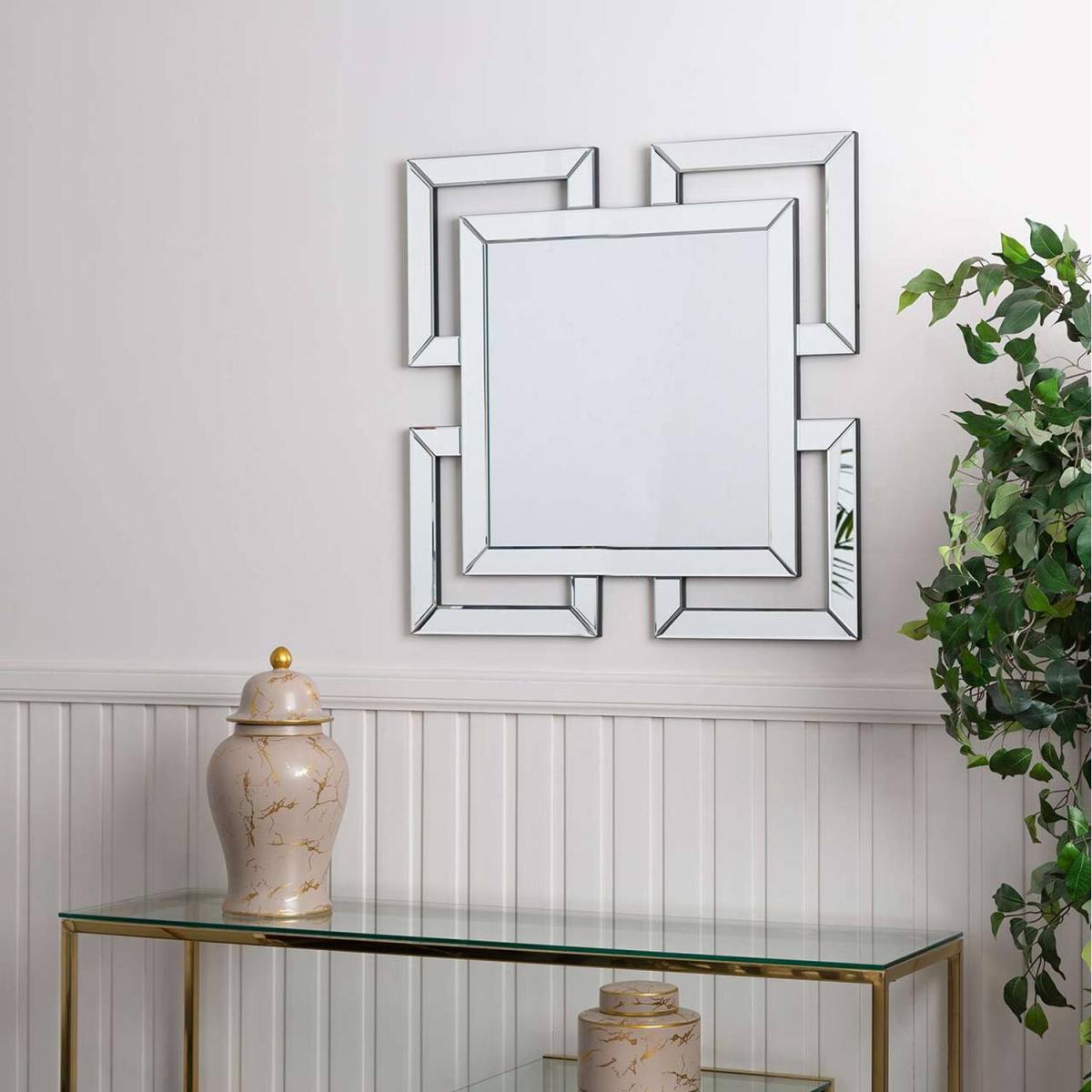 Geo Wall Mirror for Living Room Furniture, Rectangle Wall Mirror In Chrome - Chrome/Silver / 80cm – image 4
