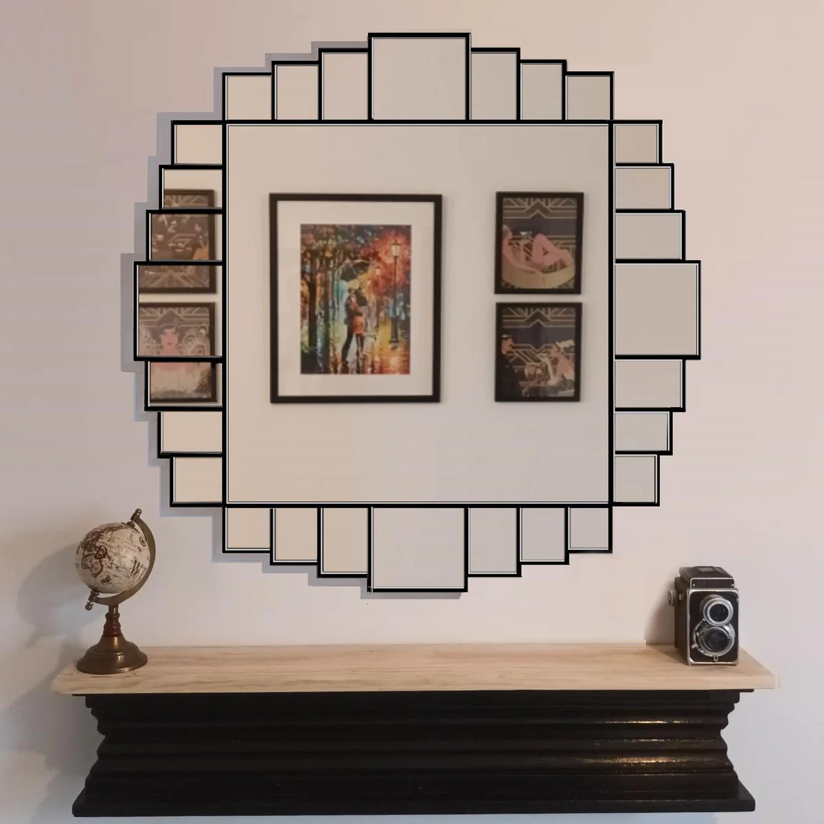 The Sunburst Extra Large Art Deco Wall Mirror - Black / 23kg