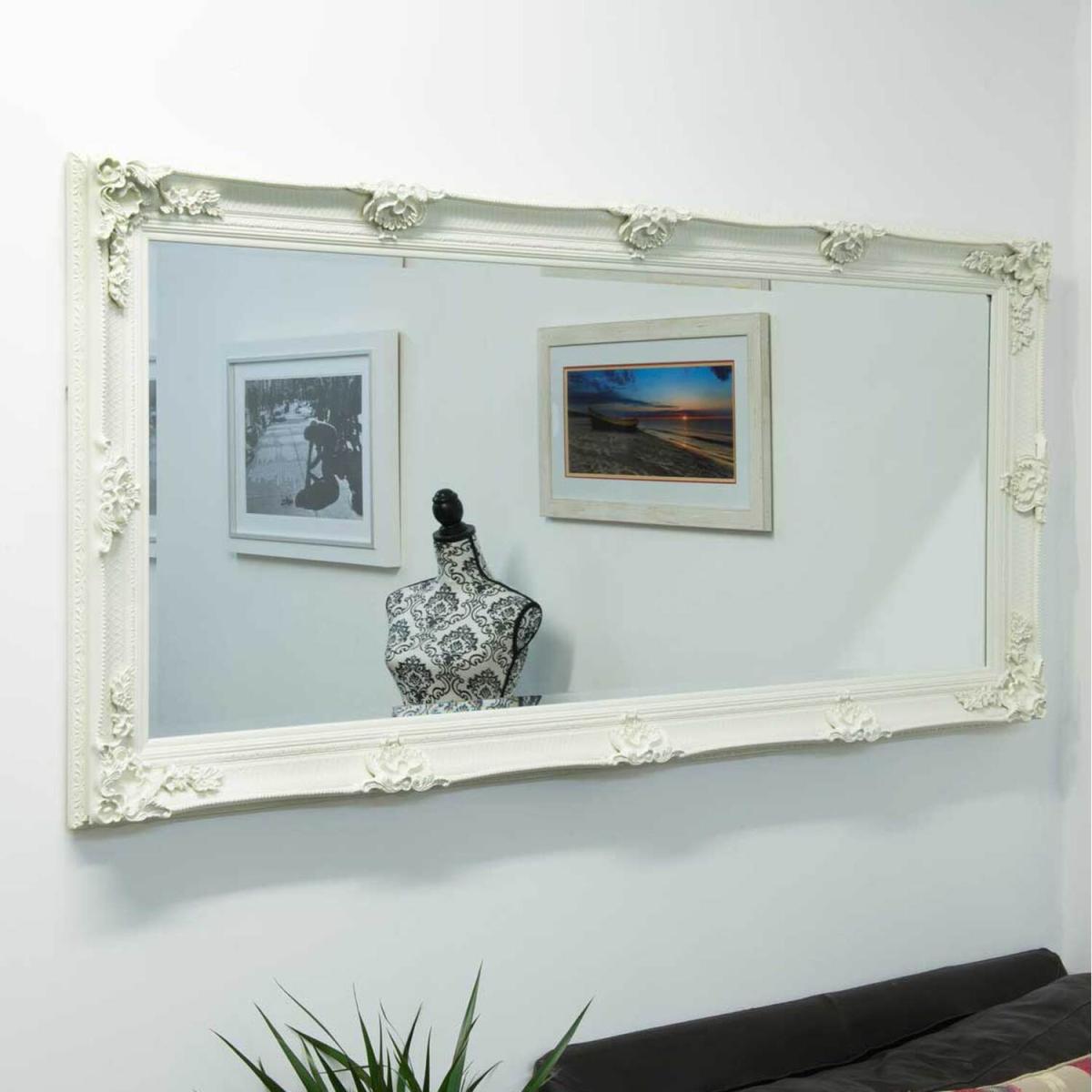 MirrorOutlet Abbey Large Off White Shabby Wall Mirror 168 X 79cm - White – image 2